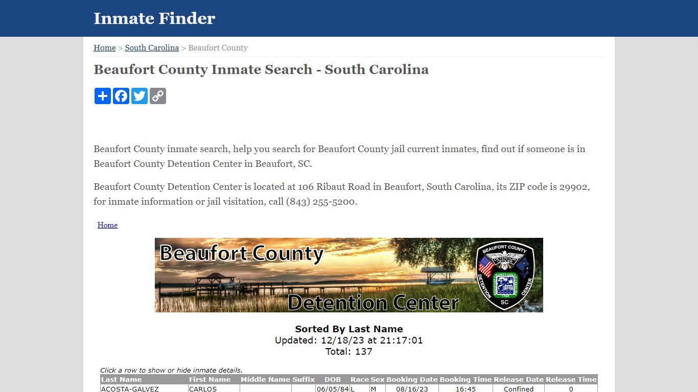Beaufort County Inmate Search - South Carolina